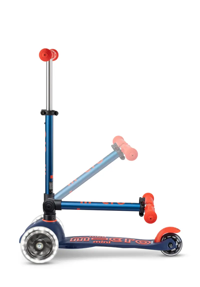 Micro Step - Mini Deluxe inklapbaar LED Marineblauw > 2 tot 6 jaar (max 50 kilo)