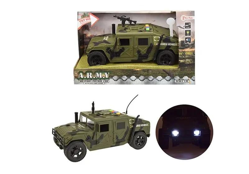 Militair pantservoertuig met frictie en licht en geluid (groen)