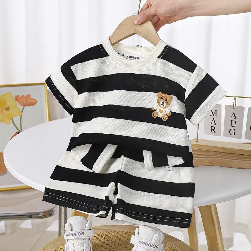 Mini Fashion™ - Streepjespret - Katoenen Kledingsetje