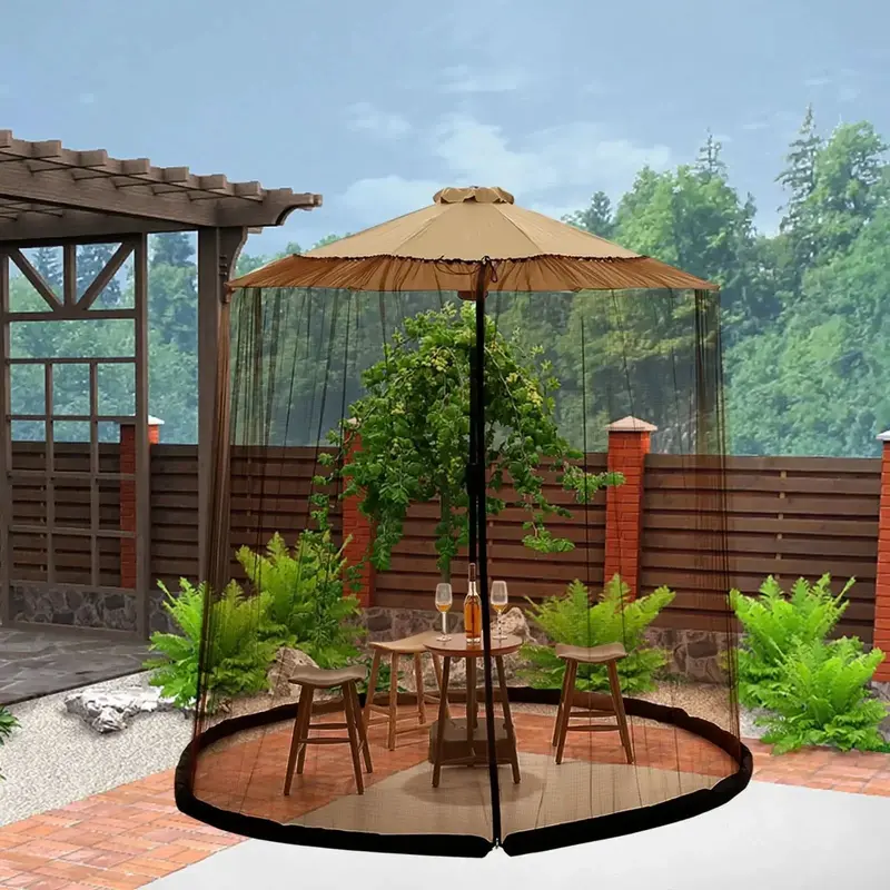 MosquitoGuardZip™ – Verstelbaar Parasol Muggennet – Insectvrij Buiten Zitten