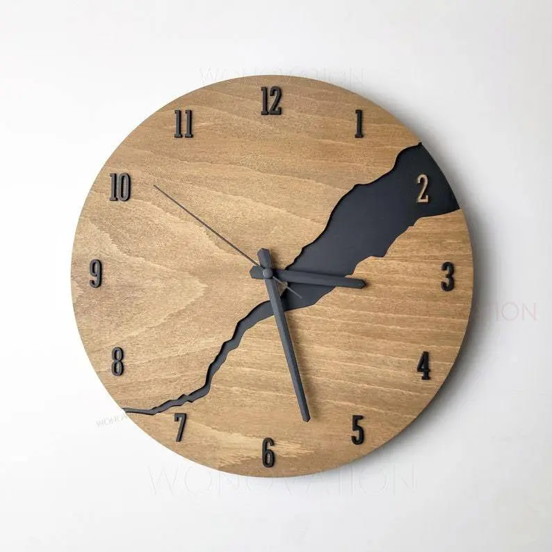 Nuvoro Wandklok - Hoogwaardig Hout, Minimalistisch Design 30x30 cm
