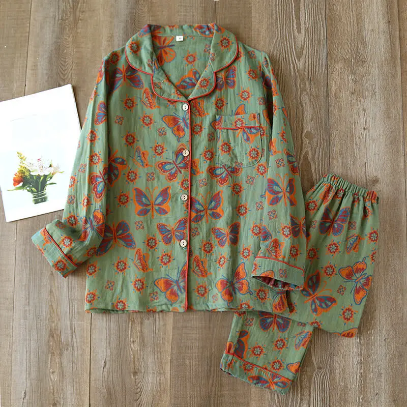 Olina Loungewearset - Katoen, Vintage Vlinderprint