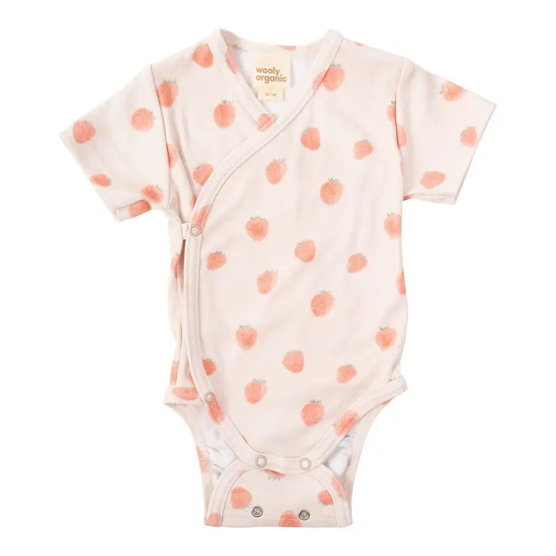 Overslag Romper Korte Mouw - Biologisch Katoen - Strawberry Spark