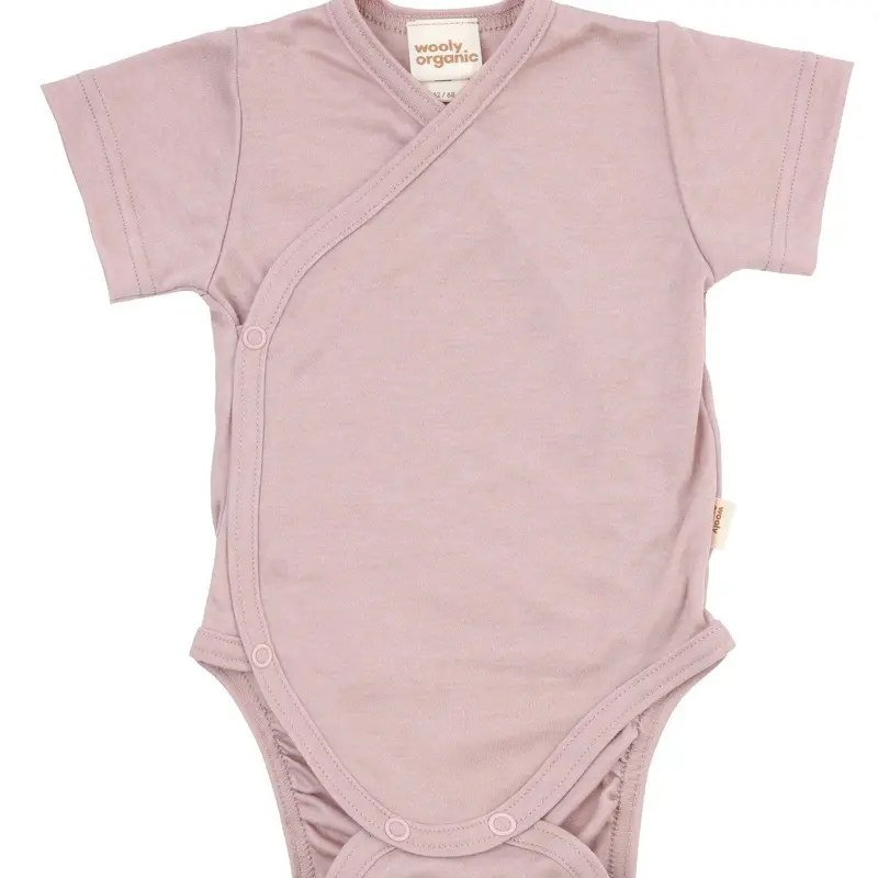 Overslag Romper korte mouw - Wol met Lyocell - Pink Sand