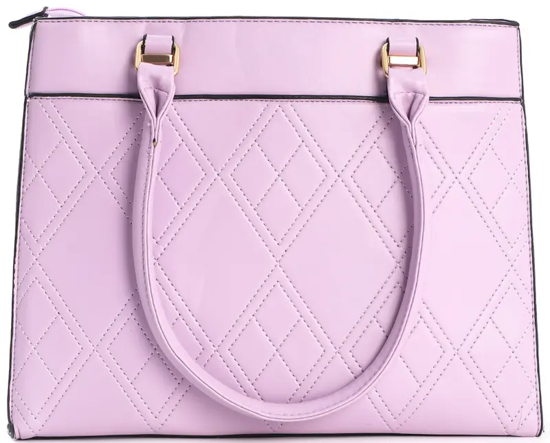 Paarse tas dames – PU handtas met ruitenpatroon en ritsvakken | Masini Gifts