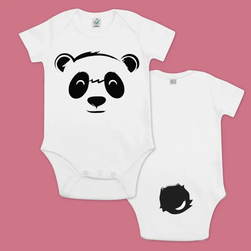 Panda Organic Cotton Baby Bodysuit - Short Sleeves