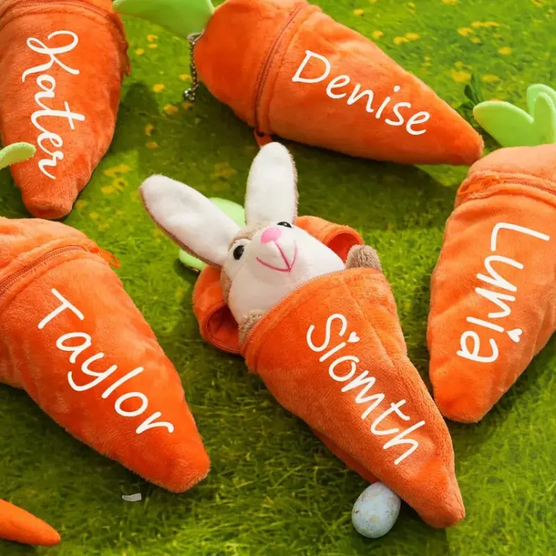 Personalized Bunny – Ultiem Paascadeau - Pluche wortelkonijn met naam