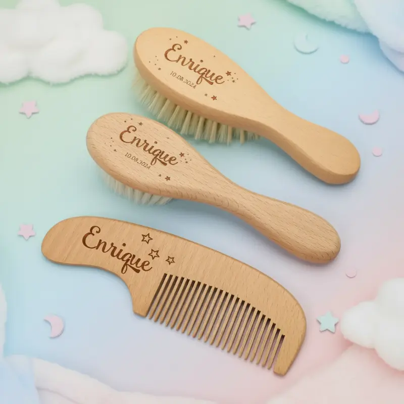Personalized Hairbrush – Zacht & Uniek – Gepersonaliseerde Baby Haarborstel Set