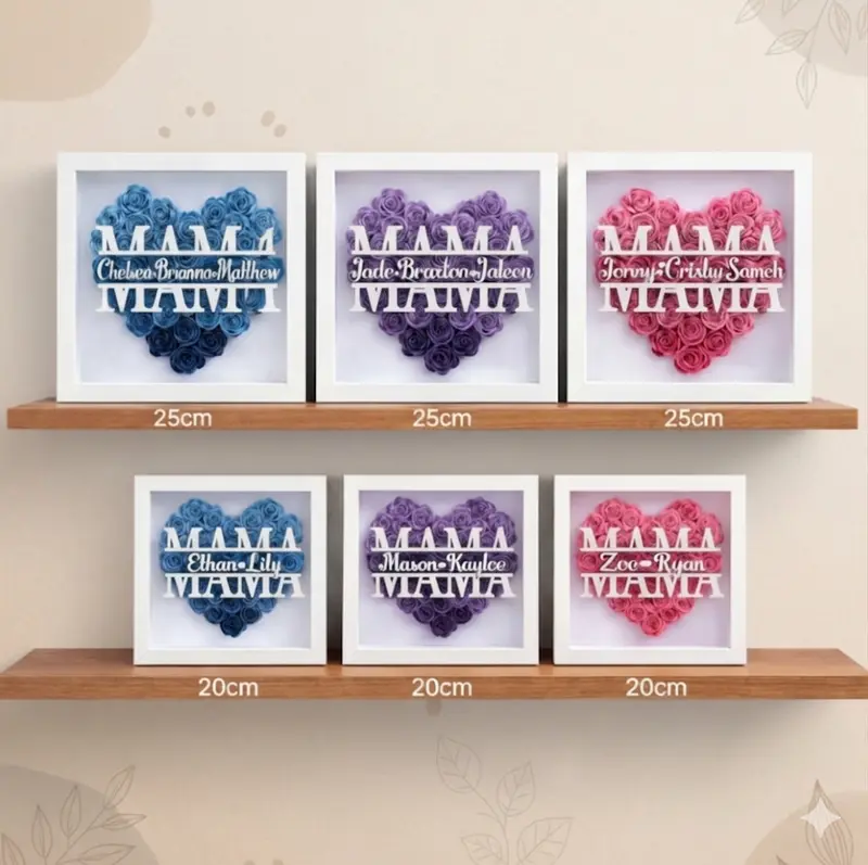 Personalized Rose Shadow Box – Uniek Moederdagcadeau – Gepersonaliseerde Rozen Schaduwdoos