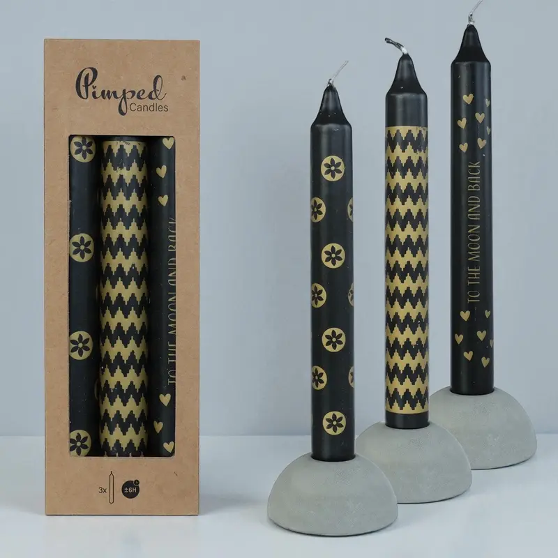Pimped Candles zwart met goud – “To the moon and back”