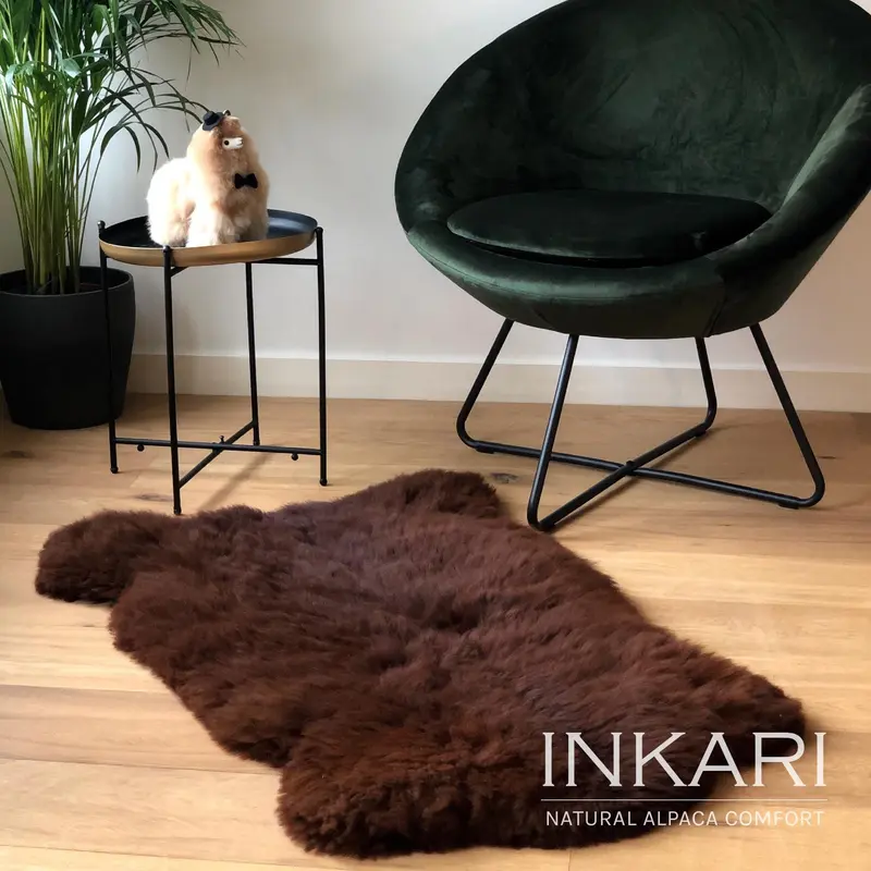 Reina - Handmade Alpaca Rug - Chocolate