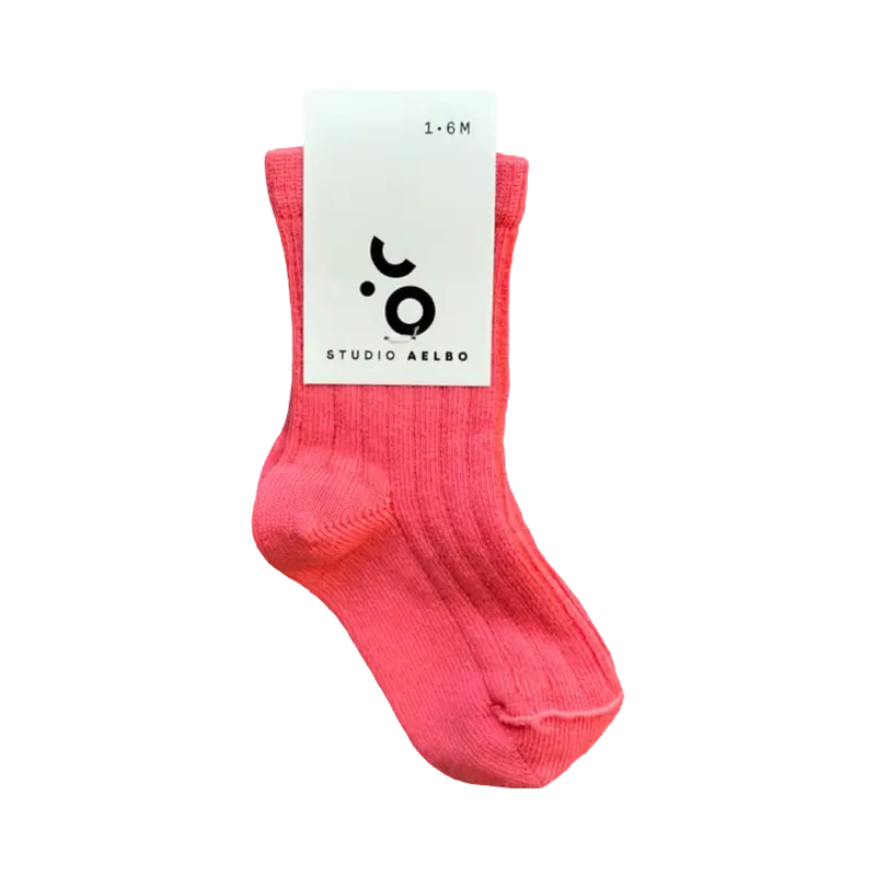 Rib Socks Bright Pink