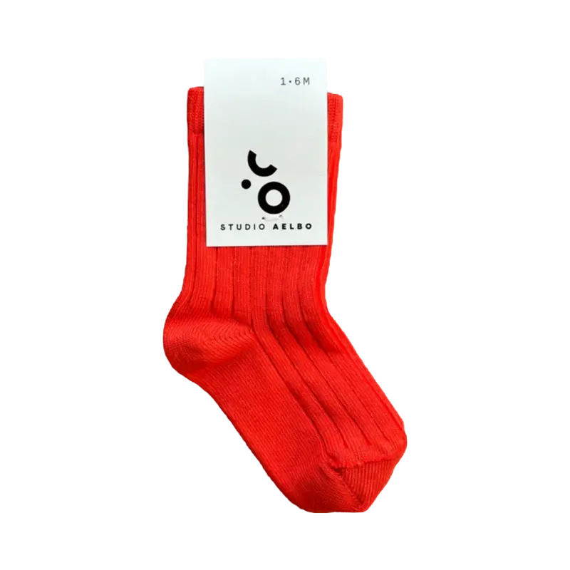 Rib Socks Coral Red