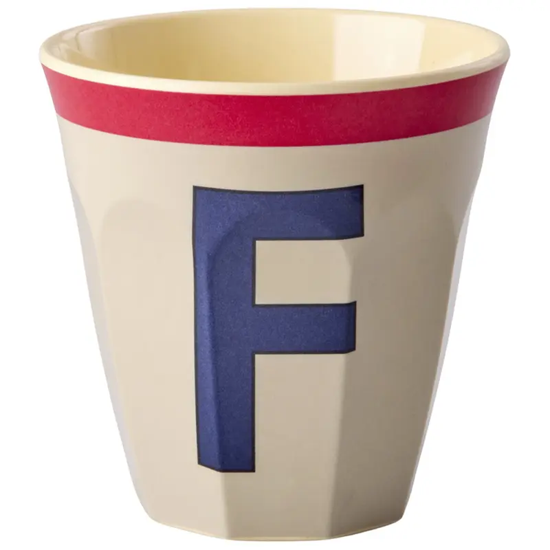 rice alfabetbeker F - vintage - koelgrijs - 250 ml
