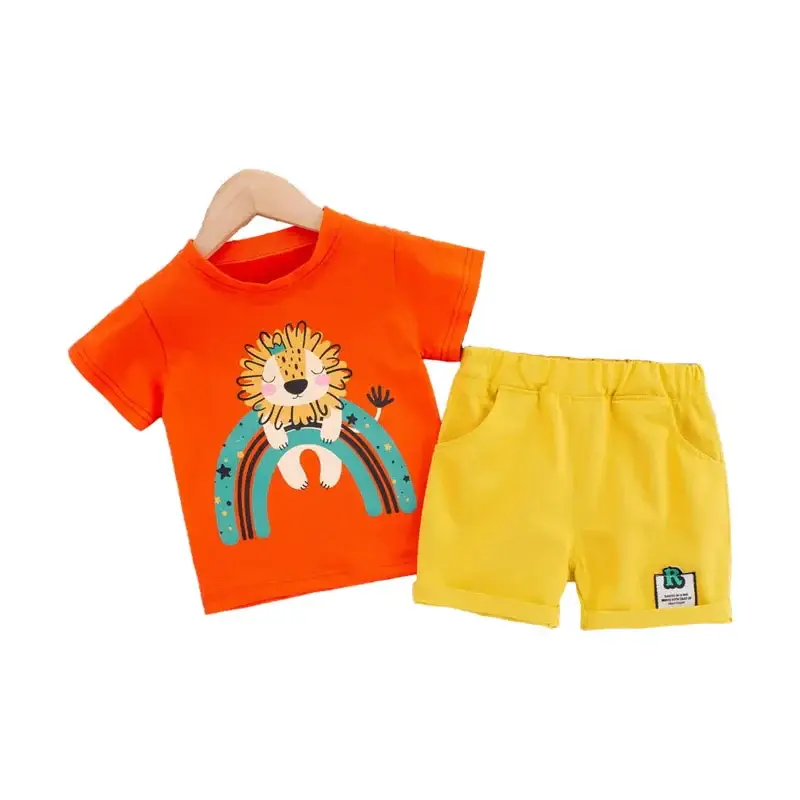 RoarPlay™ – Leeuwenprint T-shirt Set – Zomerse Jongensoutfit