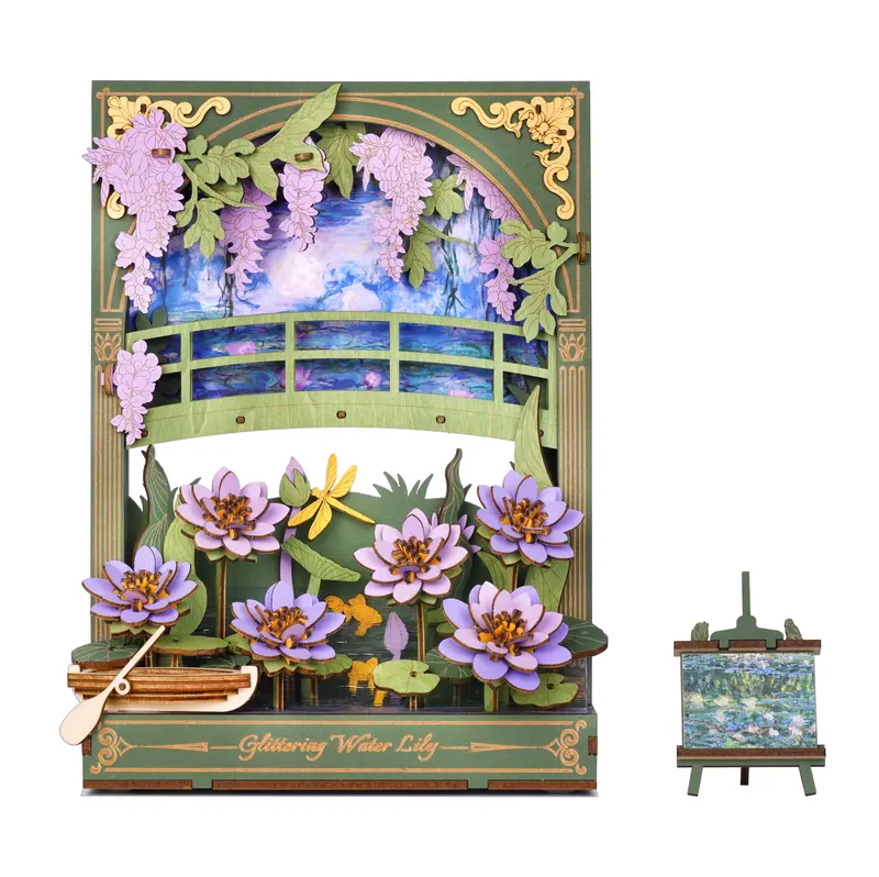 Robotime DIY Glittering Water Lily3D Wooden Puzzle 16,5x8x21,5 cm