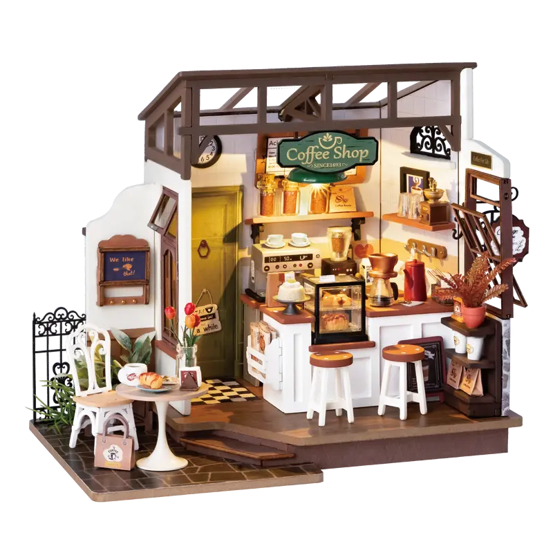 Robotime DIY House Slow Life Café with LED lighting 25x15x19.5cm