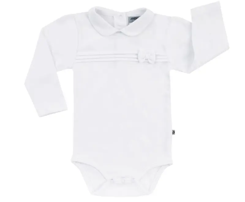 ROMPER / BODY lang - classic met strik, wit, jacky