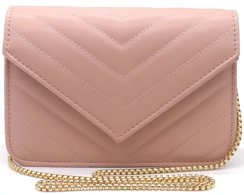 Roze PU schoudertas – tas met gouden ketting en magnetische sluiting | Masini Gifts
