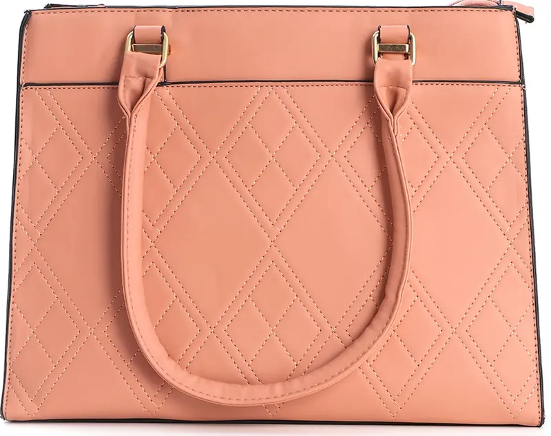 Roze tas dames – PU handtas met ruitenpatroon en ritsvakken | Masini Gifts