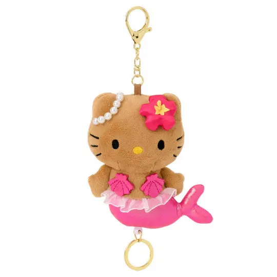 Sanrio Plush Key Holder Keychain - Hello Kitty Glitter Mermaid - Pink