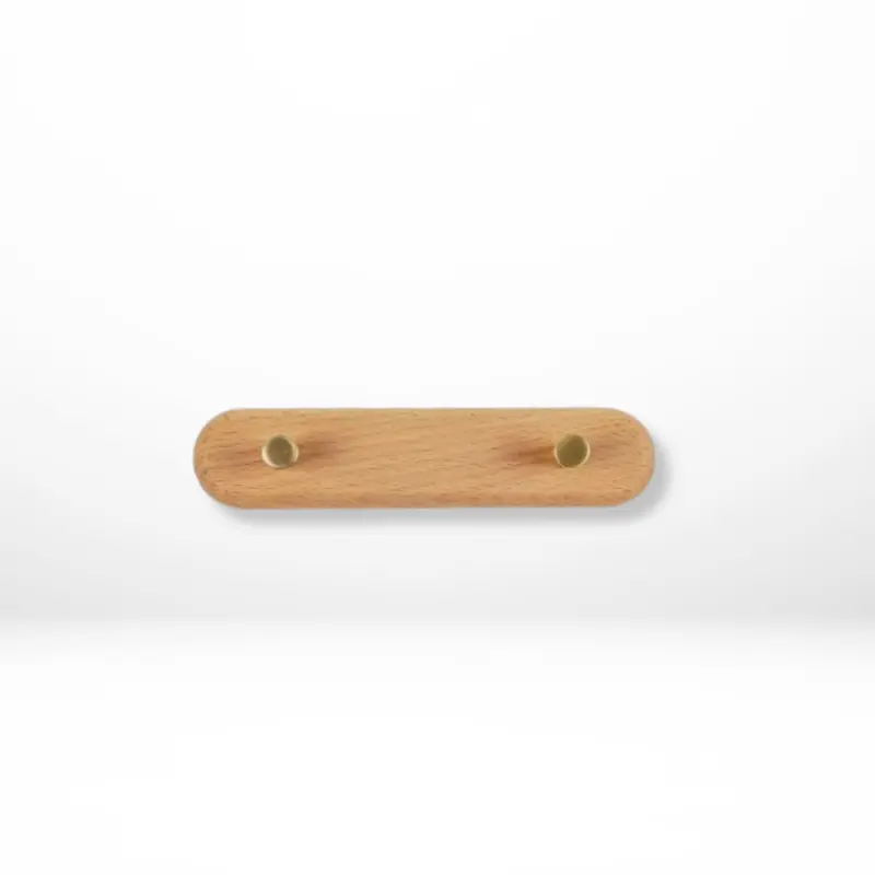 Sento Wandhaken - Natuurlijk Hout met Messing Accenten, Ruimtebesparend