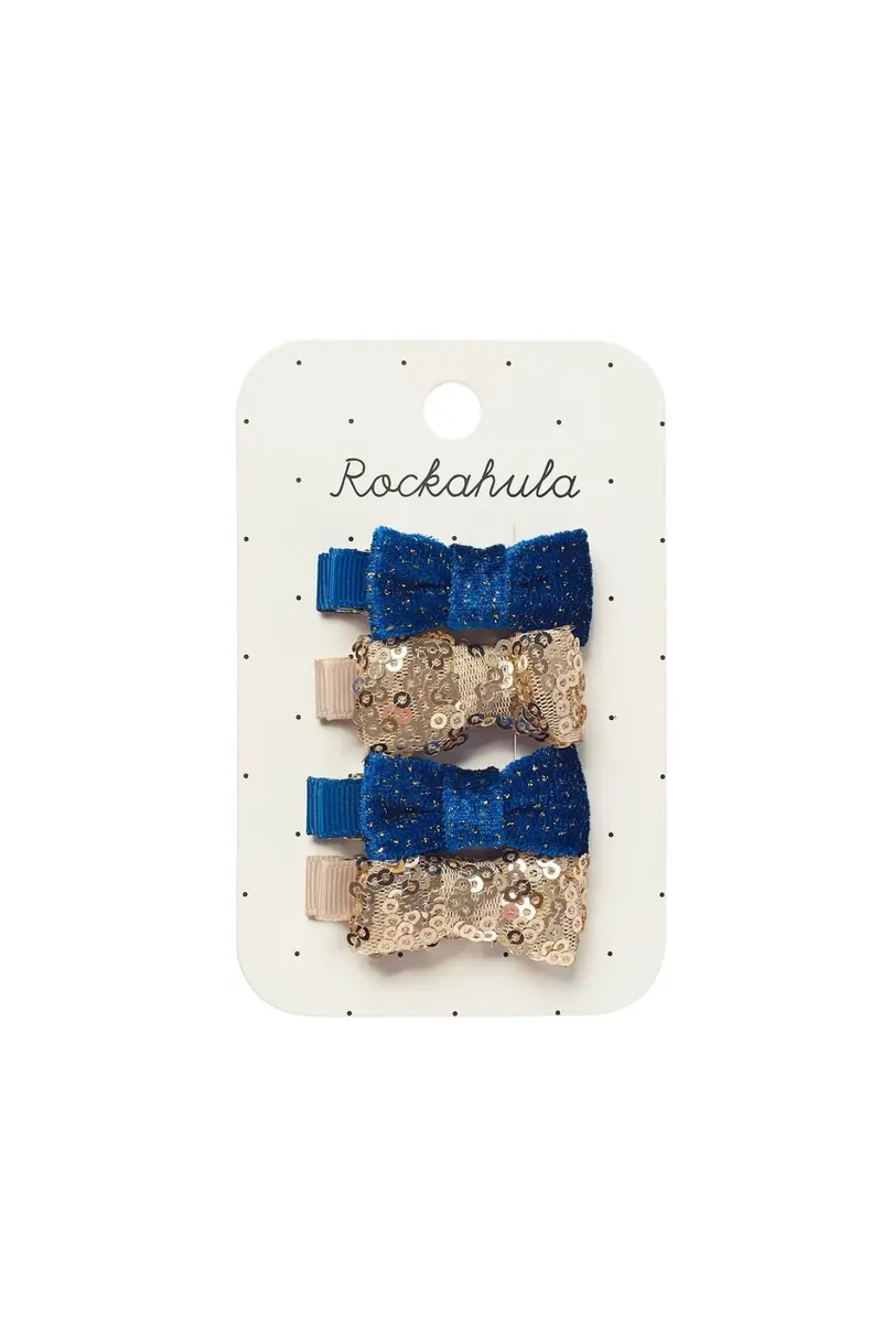 Sequin and Velvet Mini Bow Clip Set