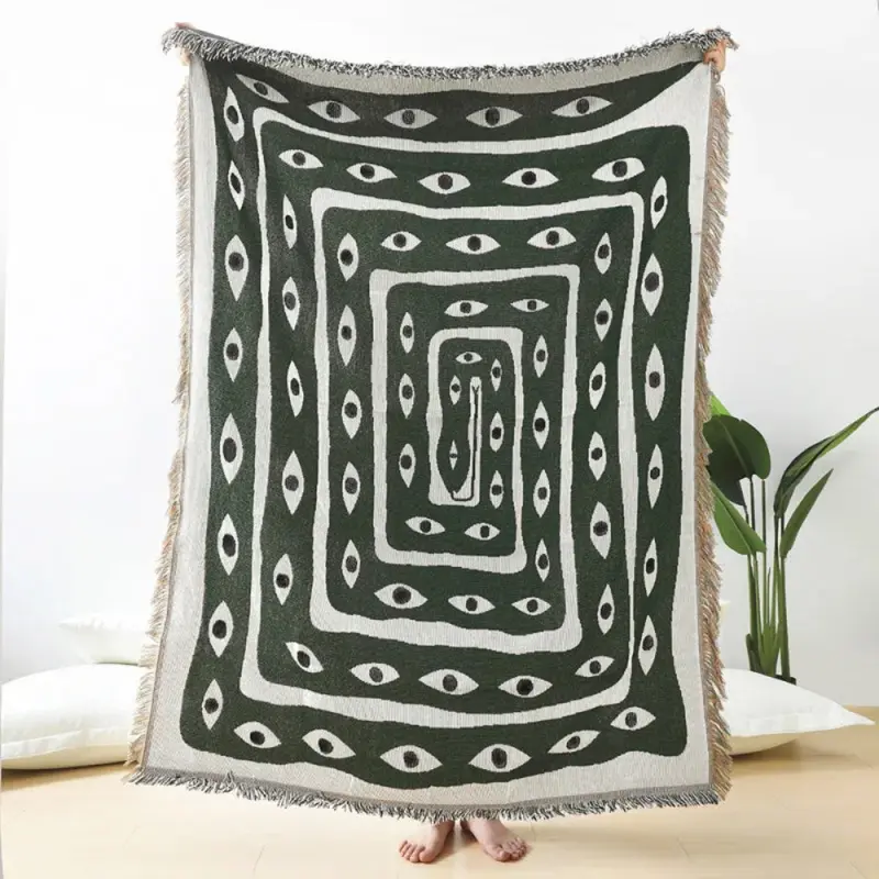 SerpentWeave™ – Slangen Labyrint Plaid – Artistieke Katoenen Deken