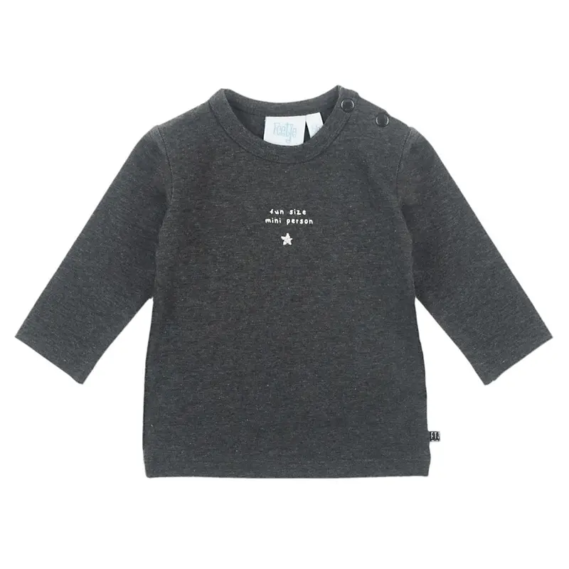 Shirt / Top lang, fun size- mini person, Antraciet melange - feetje