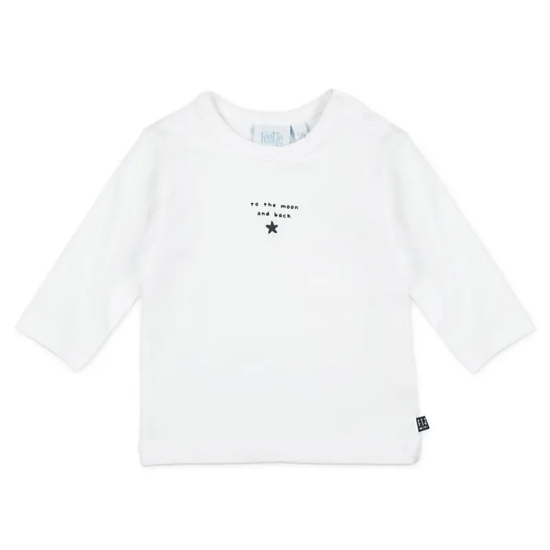 Shirt / Top lang, to the moon - mini person, wit - feetje