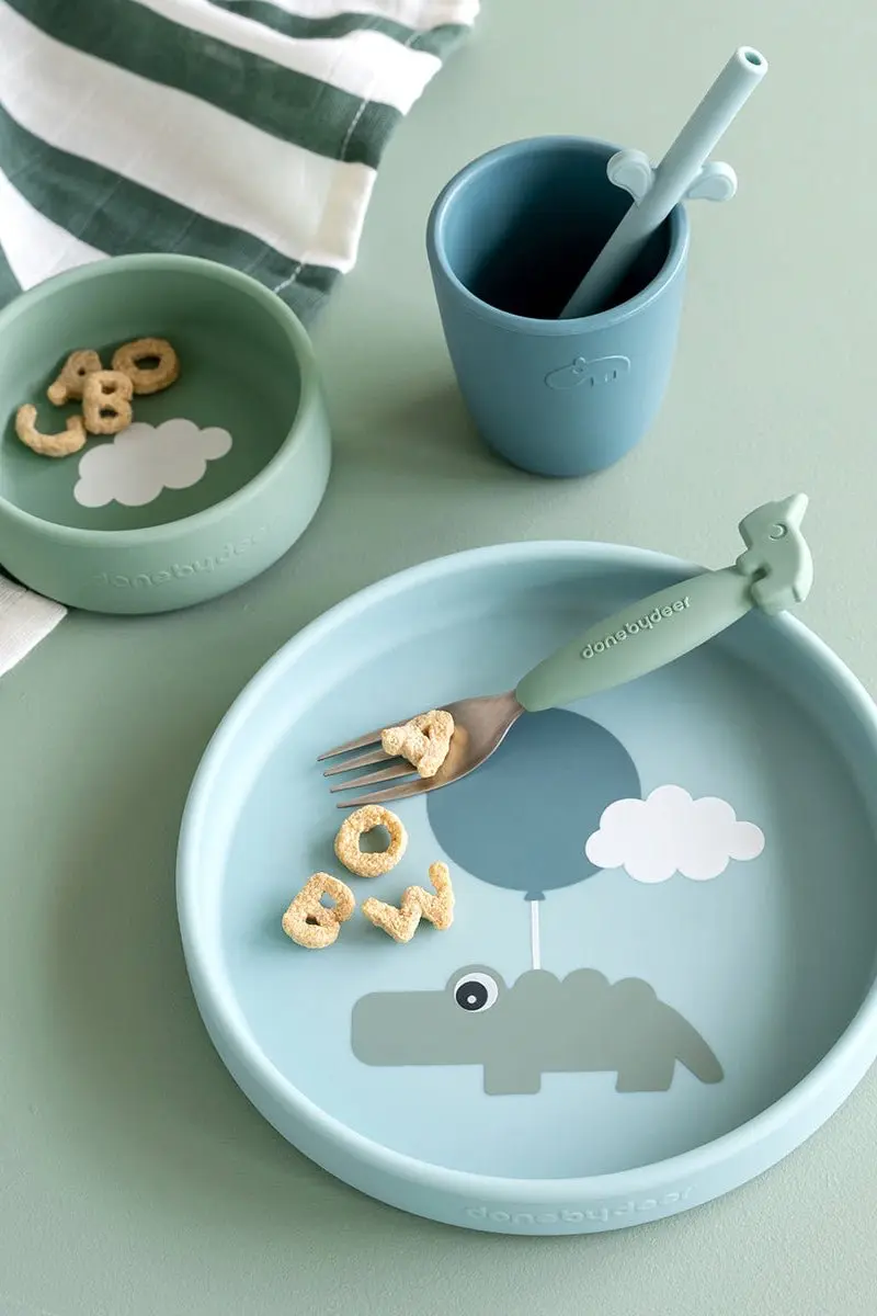 Silicone dinner set | Happy clouds - Blue