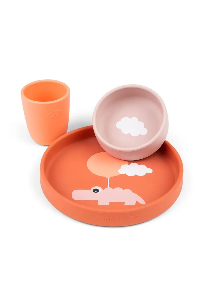 Silicone dinner set | Happy clouds - Papaya