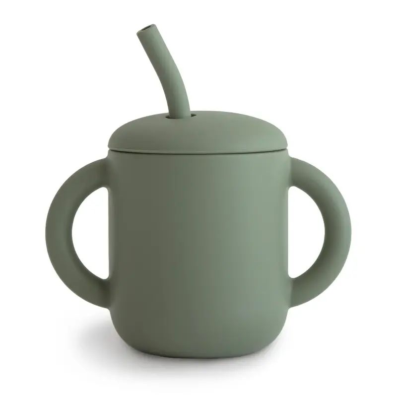 Silicone Training Cup + Straw - dried thyme