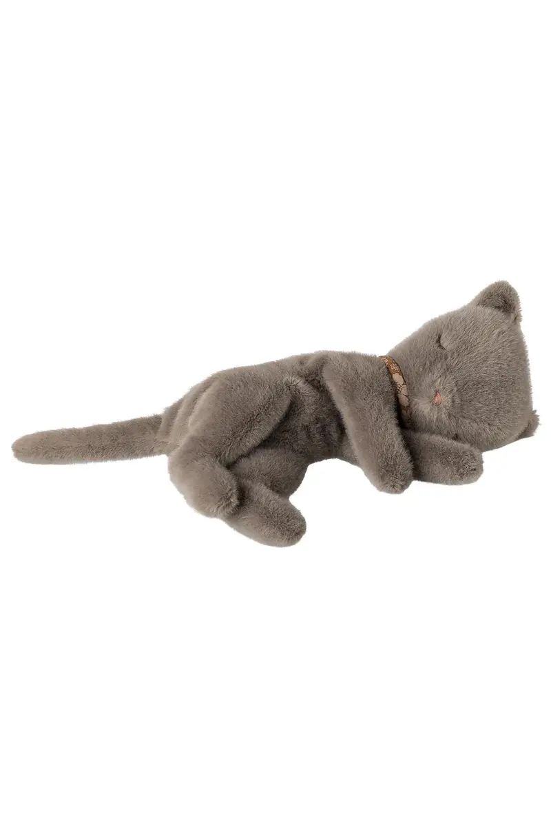 Sleeping kitten plush, Small - Grey