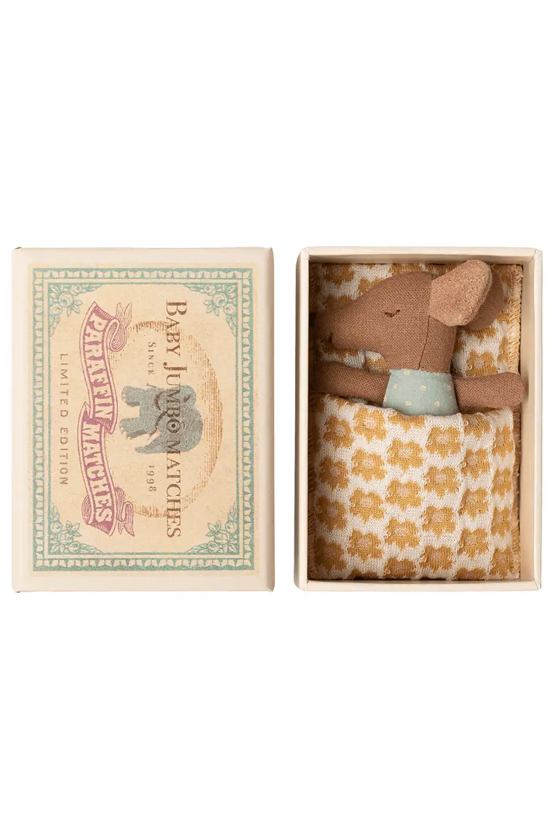 Sleepy wakey baby mouse in matchbox - Blue