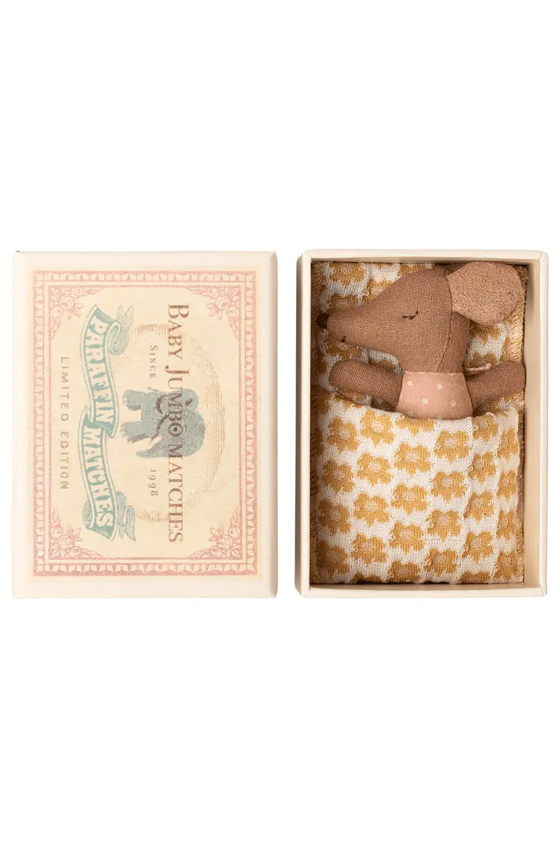 Sleepy wakey baby mouse in matchbox - Rose
