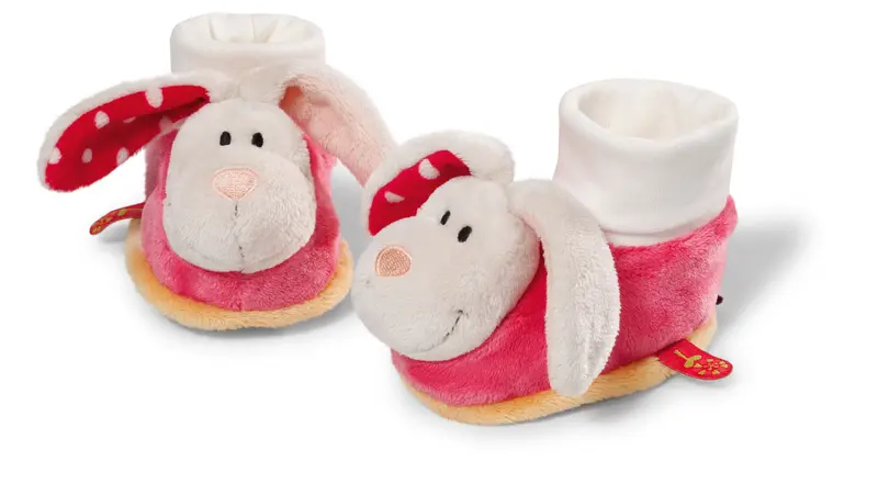 Slofjes met rammelaar, mulitkleur - konijntjes