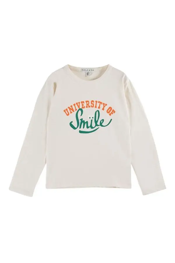 Smile Pattern Tee Shirt - Creme