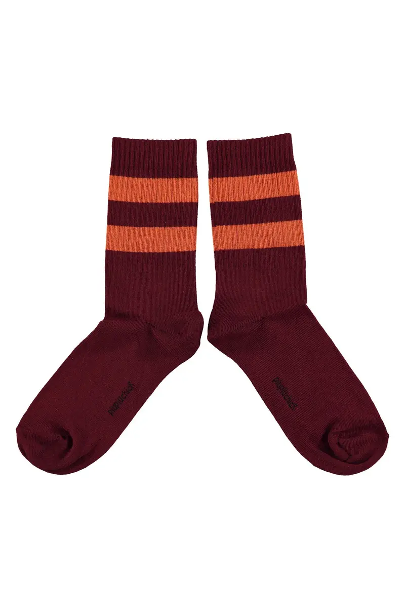 Socks - Bordeaux with orange stripes