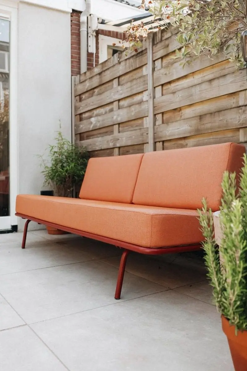 Sofabed Frame Red - Cushions Faded Orange