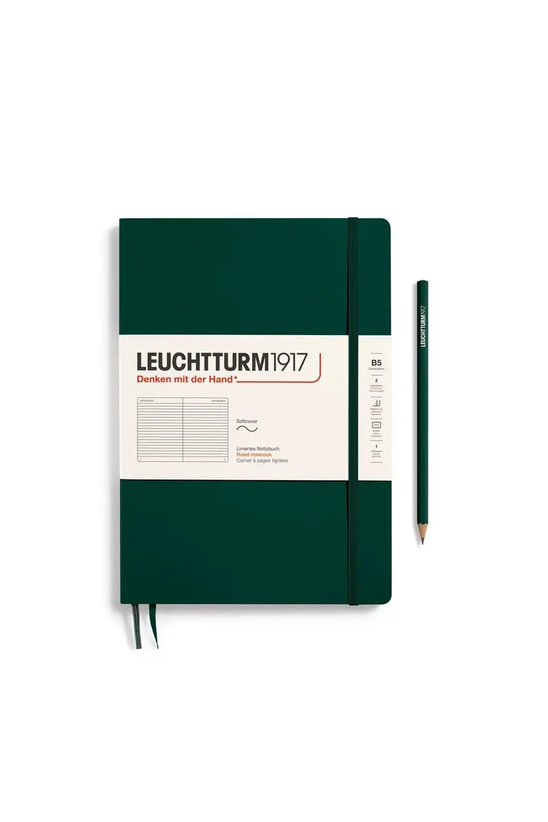 Softcover Composition forest green, ruled