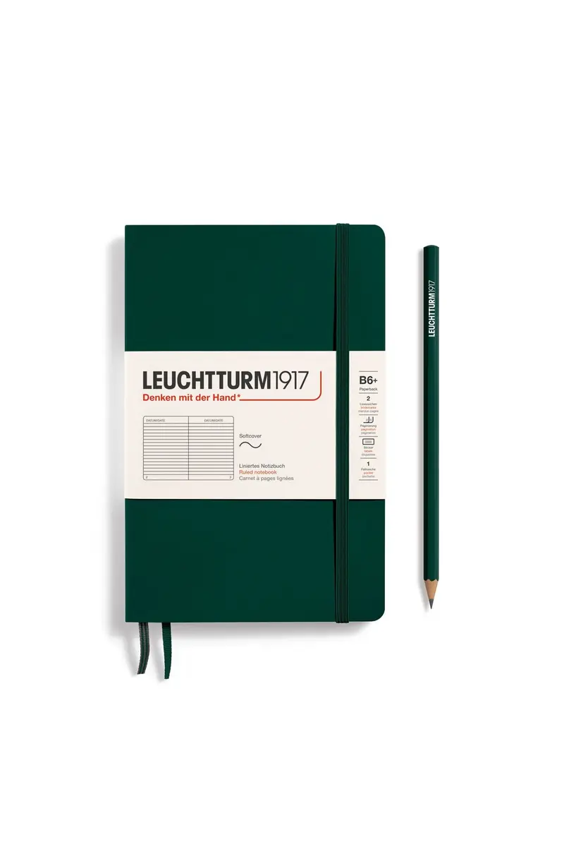 Softcover Paperback forest green, ruled