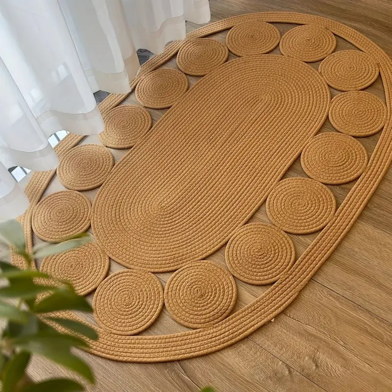 Soleil Oval Tapijt - Microvezel, Boho Spiraalpatroon
