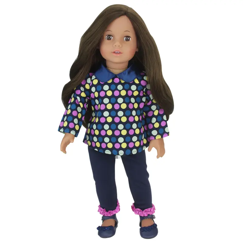 Sophia's by Teamson Kids 18 Inch Doll "Catherine" with Polka Dot Outfit & Doll Shoes, Modern Girl Collection, 18'' All Vinyl Doll with Brunette Hair