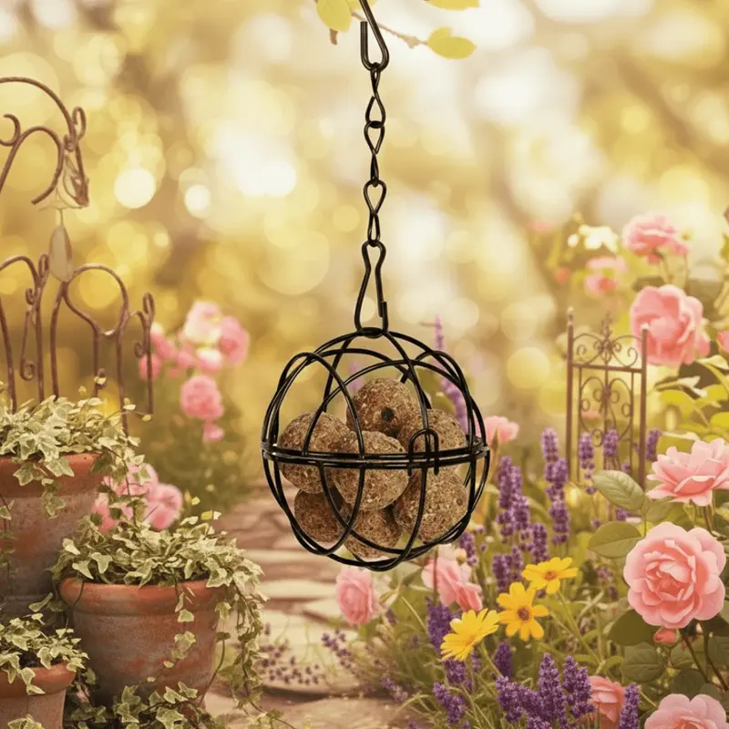 SquirrelSafeFeast™ – Eekhoornbestendige Mezenbolhouder – Vogelvoer Metalen Feeder