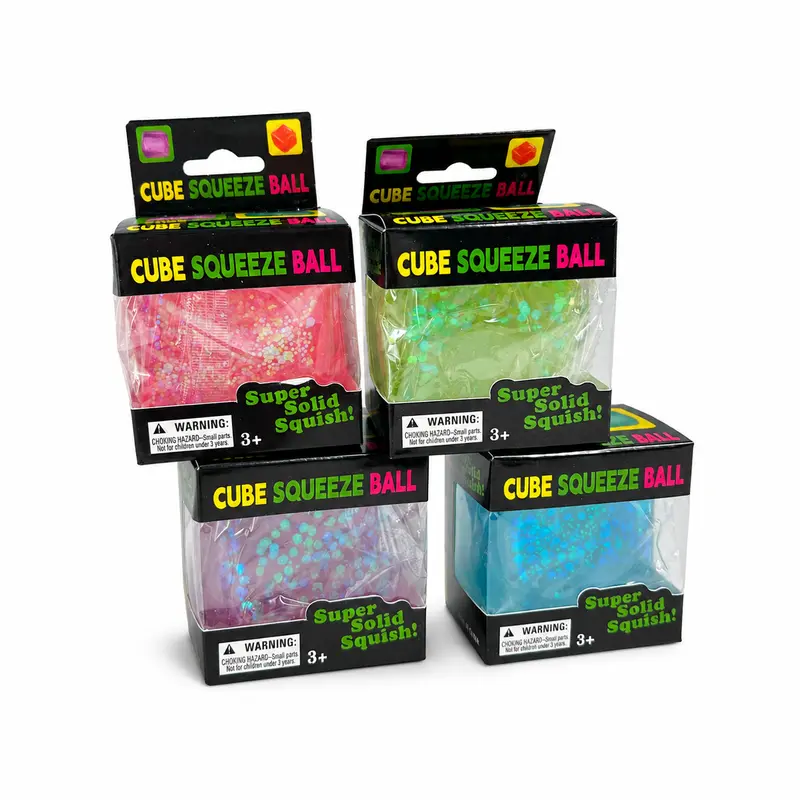Squishy Glitter Cube Squeeze Fidget Toy - Maltose Sugar Filling