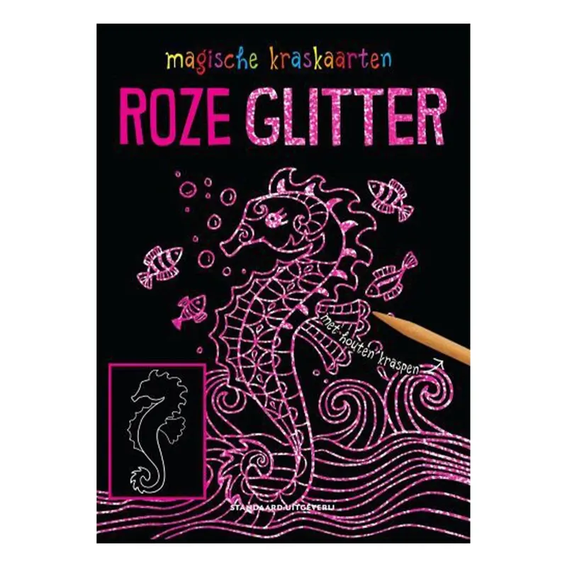 standaard uitgeverij kraskaarten roze glitter