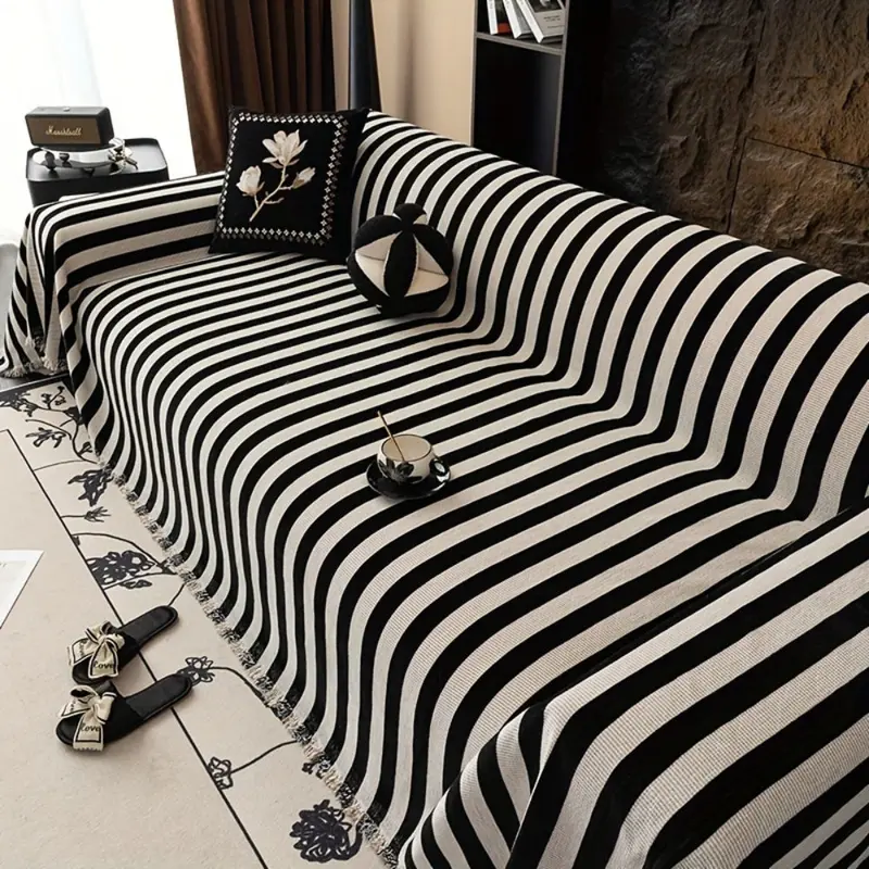 Stripe Chenille Bankhoes - Zacht en Duurzaam, Tijdloze Strepen design