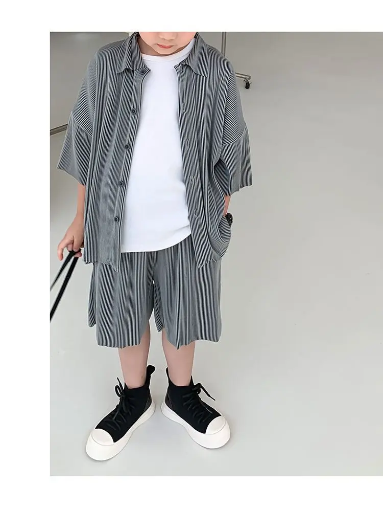 StripeEase™ – Oversized Set met Strepen – Uniseks Zomeroutfit voor Kinderen