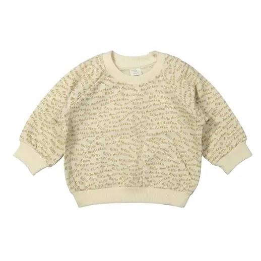 Sweater beige letters - biologisch katoen - Riffle Amsterdam